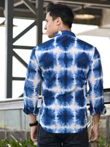 Qala Jaipur Indigo Tie-Dye Cotton Shirt for Men | Rajasthani Hand-Dyed Shibori Shirt