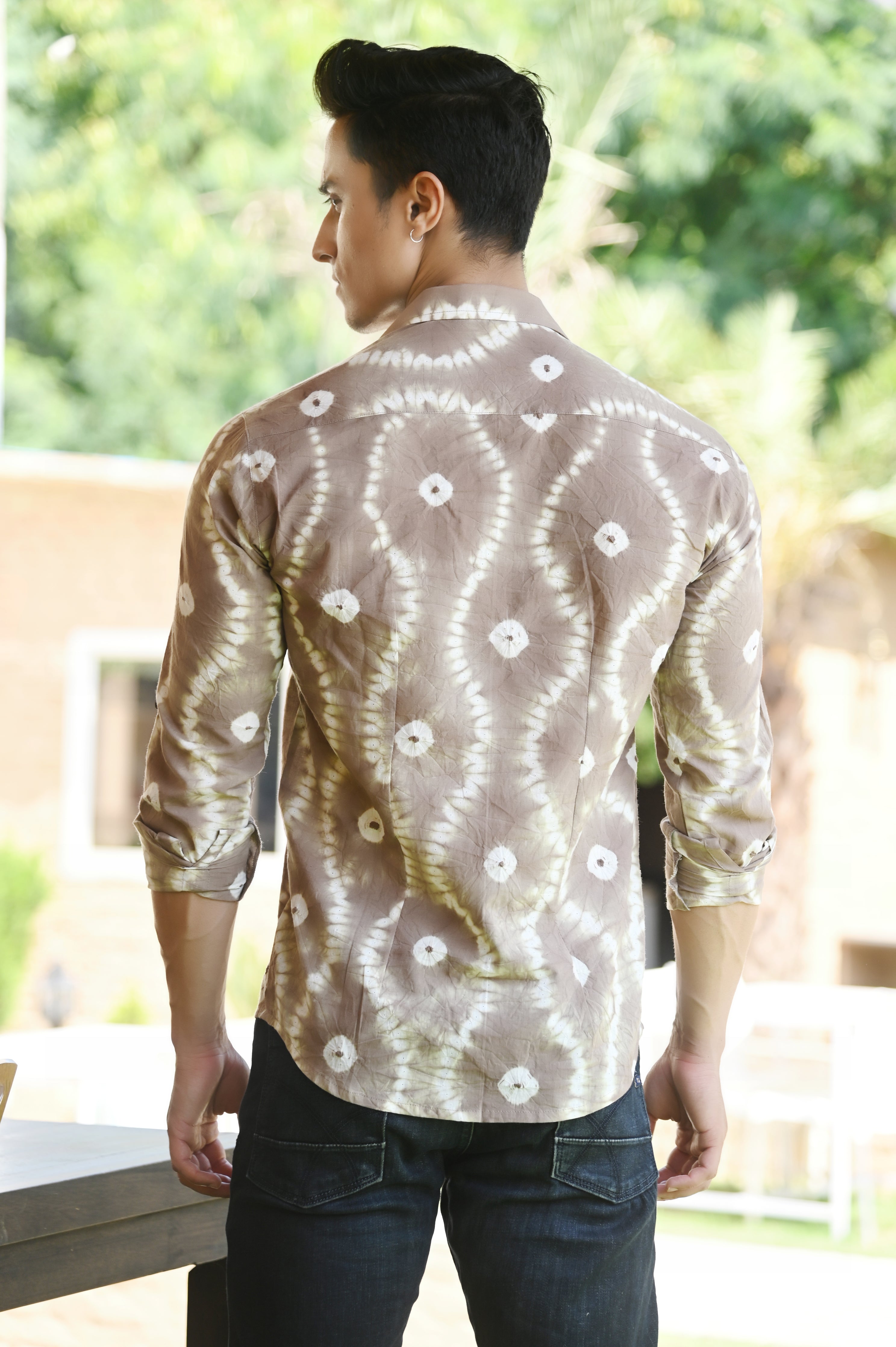 Brown Hand Dyed Bandhani Cotton Shirt