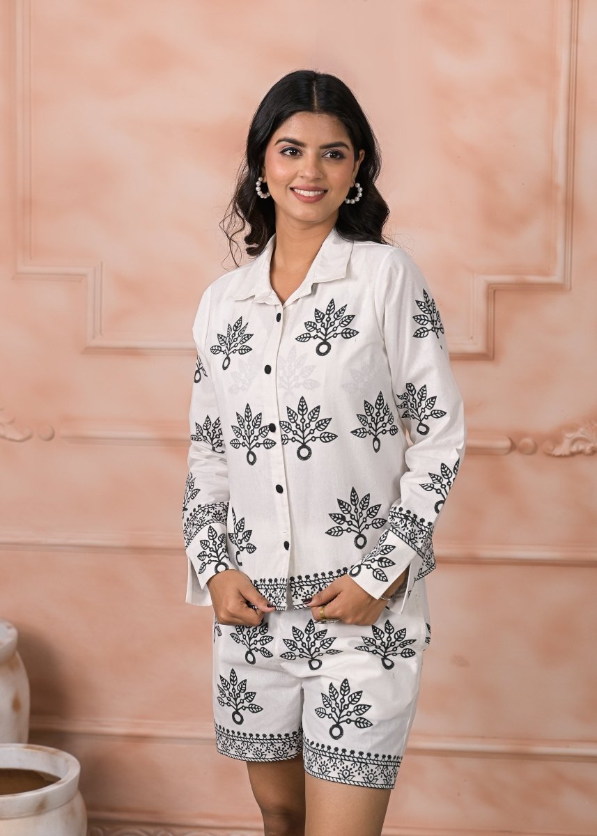 Art of Block - The white & black block print co - ord set - Qala Jaipur