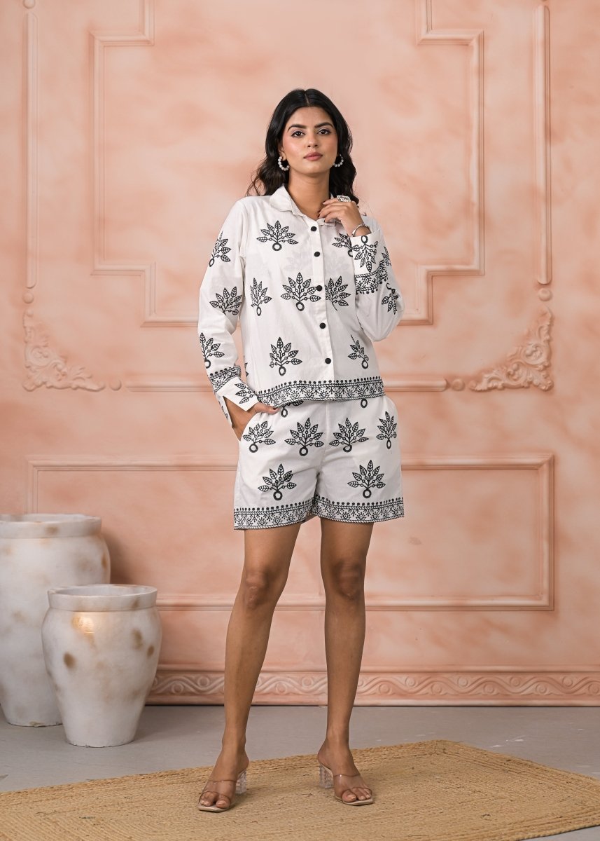 Art of Block - The white & black block print co - ord set - Qala Jaipur